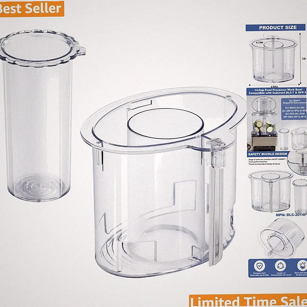 Clear BPA-Free Food Processor Parts - 14-Cup Pushers with Dishwasher Safe Design