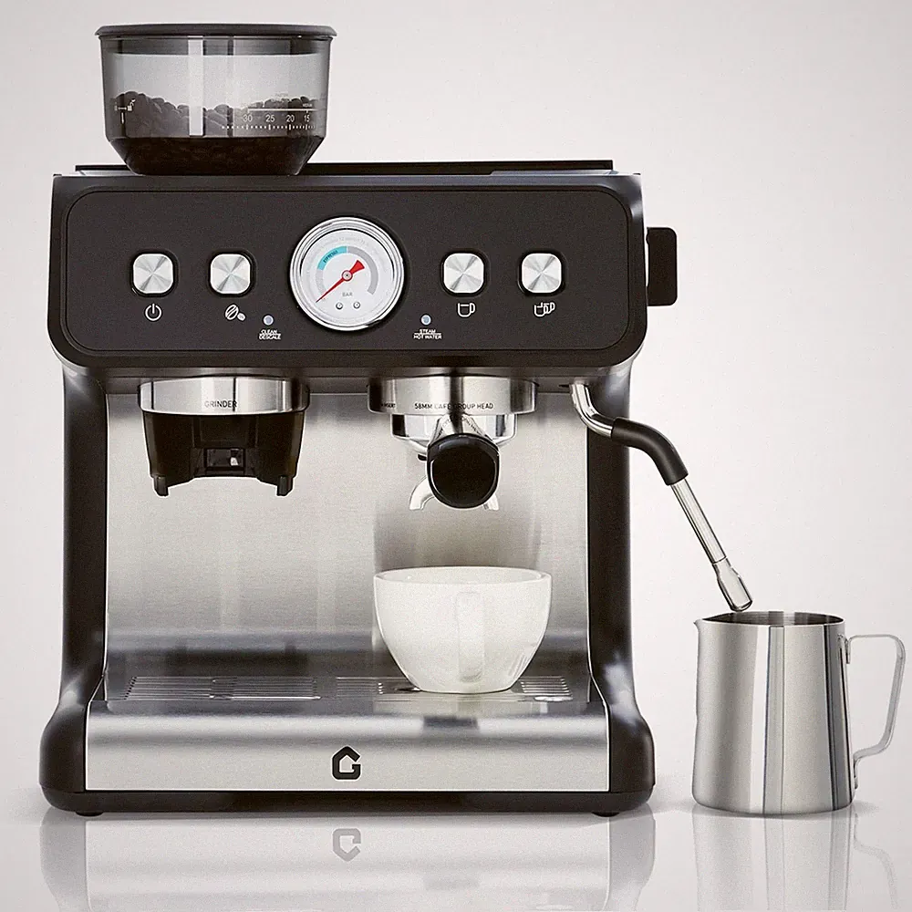 Coffee Machine w/ Built-in Grinder Stainless Steel Coffee Maker 2.8L Water Tank