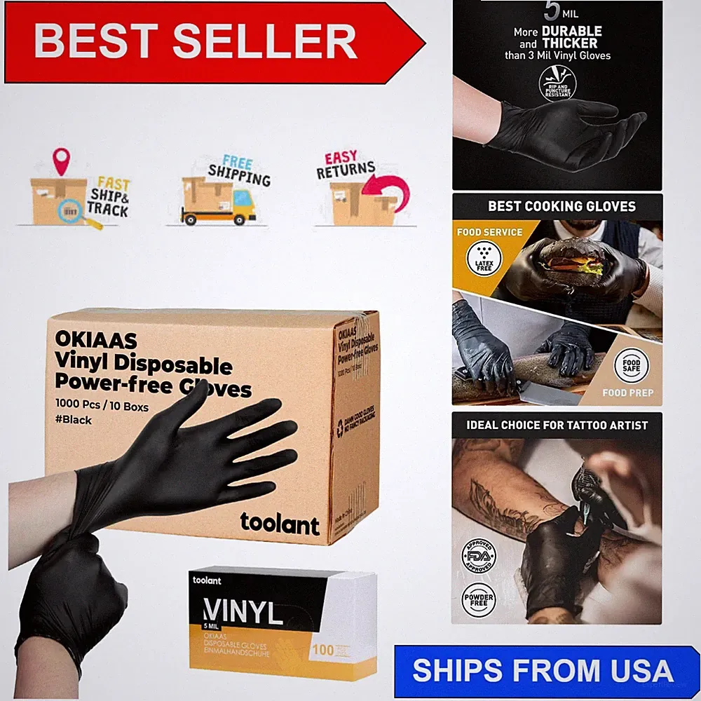 Comfortable 5 Mil Disposable Gloves in Black/Pink - Ideal for Cooking & Cleaning