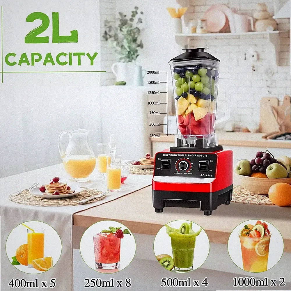 Commercial Blender 2xCups Food Processor Mixer Smoothie Juicer Ice Crusher Home