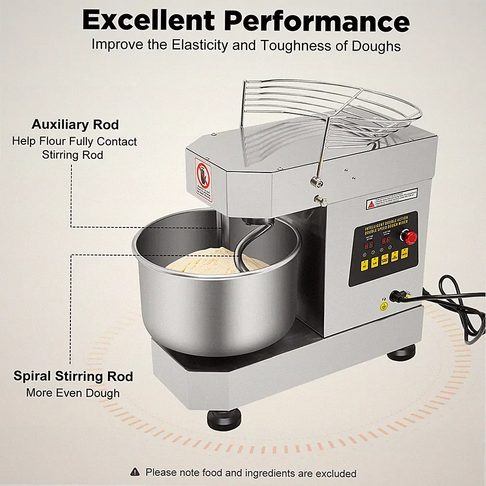 Commercial Food Mixer Dual Rotating Dough Kneading Machine with Stainless Steel