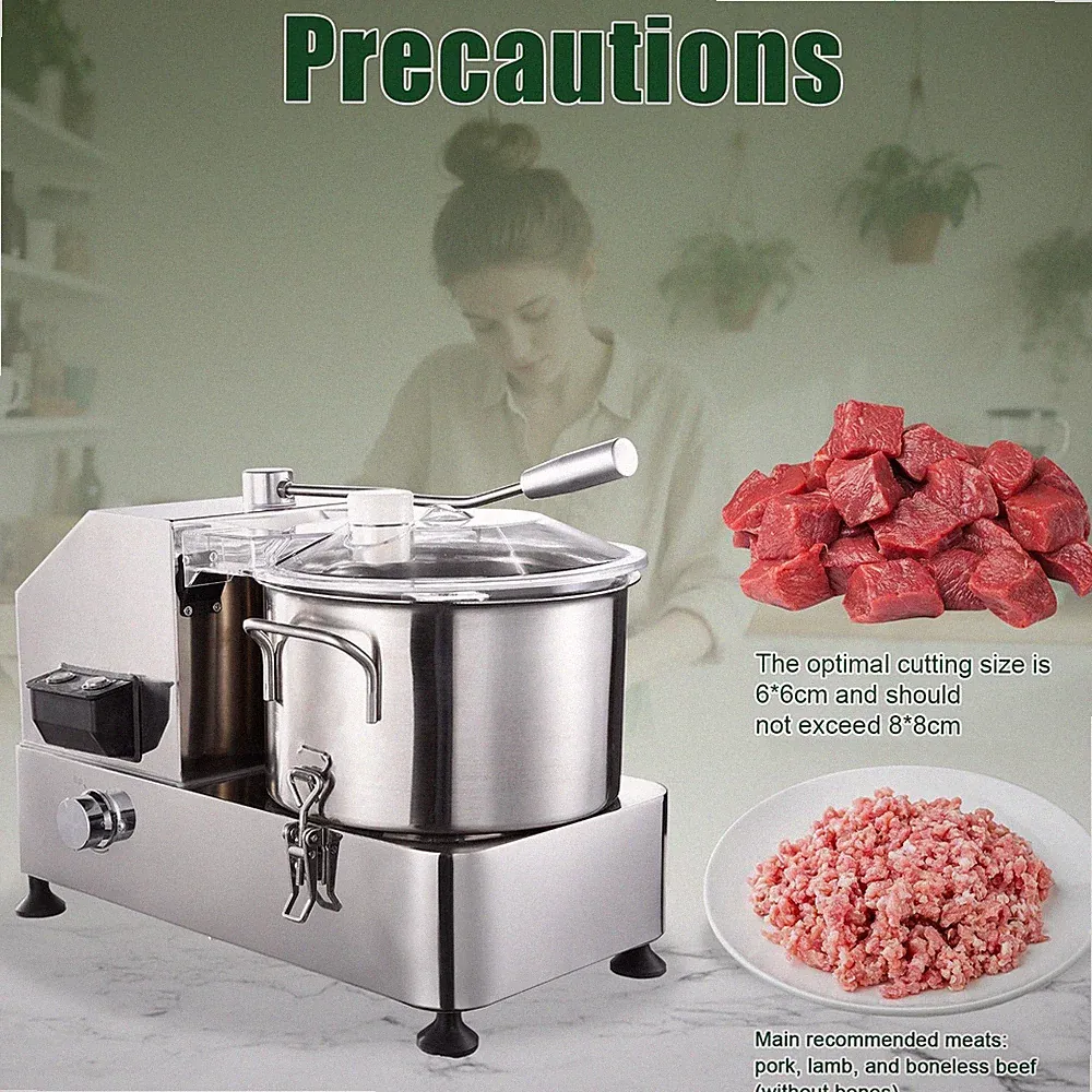 Commercial Food Processor Electric Vegetable Chopper Grinder Machine 1800W 110V