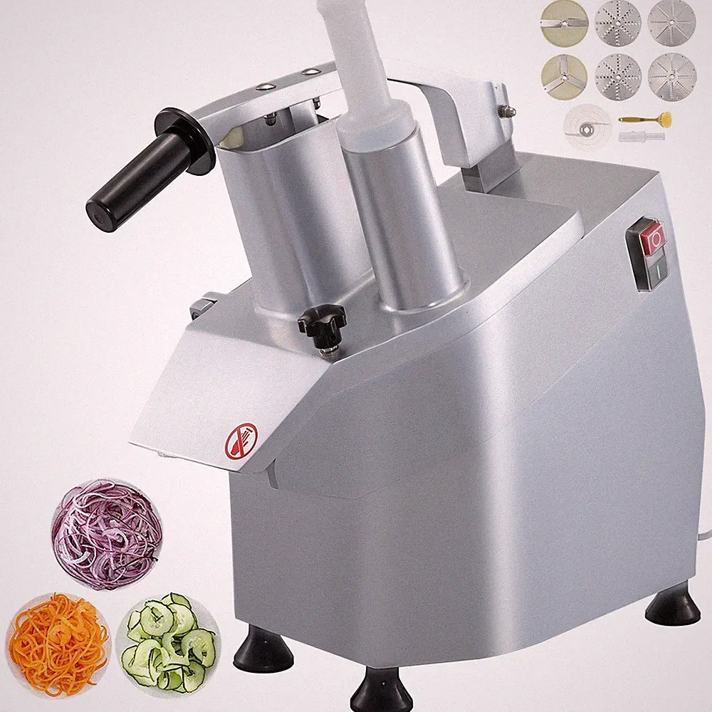 Commercial Grade Food Processor 550W 1600RPM 2 Hoppers 6 Blades Stainless