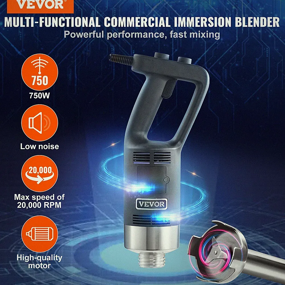 Commercial Immersion Blender, 750W 12" Heavy Duty Hand Mixer, Baby Food