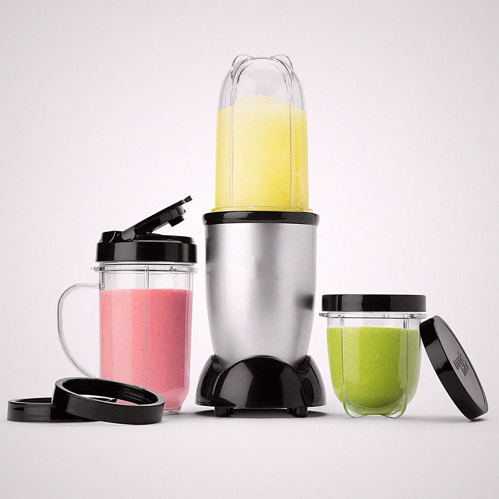 Compact 250W Blender Food Processor 7PC Set Plastic Stainless Steel