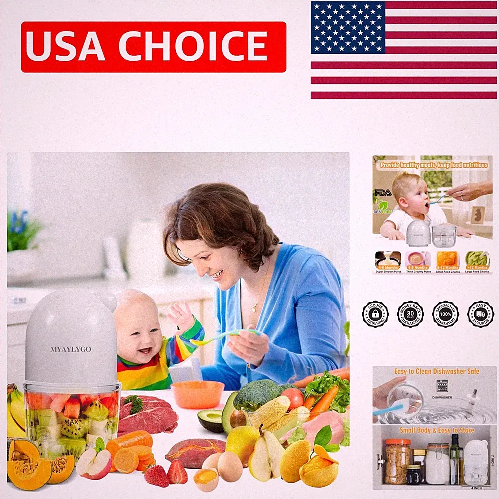 Compact Baby Food Blender - 6 Blades & Dishwasher Safe for Family Meals