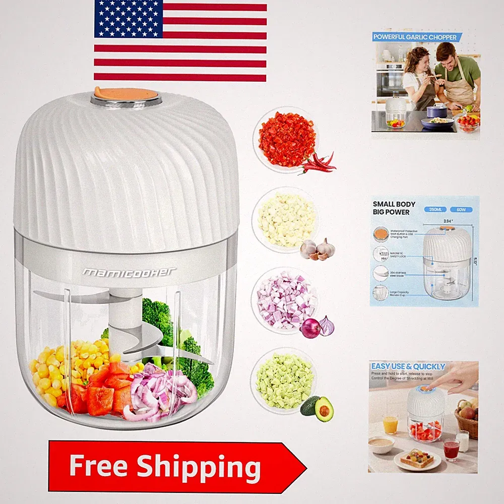 Compact Cordless Food Processor – Versatile Chopper for Garlic, Spices, and More