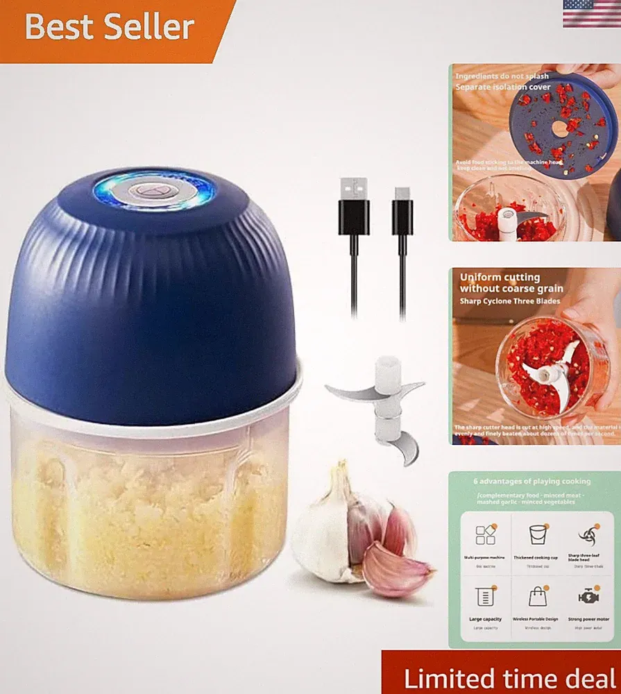 Compact Electric Chopper with Stainless Steel Blades for Effortless Food Prep