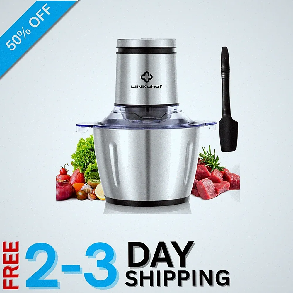 Compact Electric Food Processor - 8 Cup Chopper with 2 Speeds & Safety Features