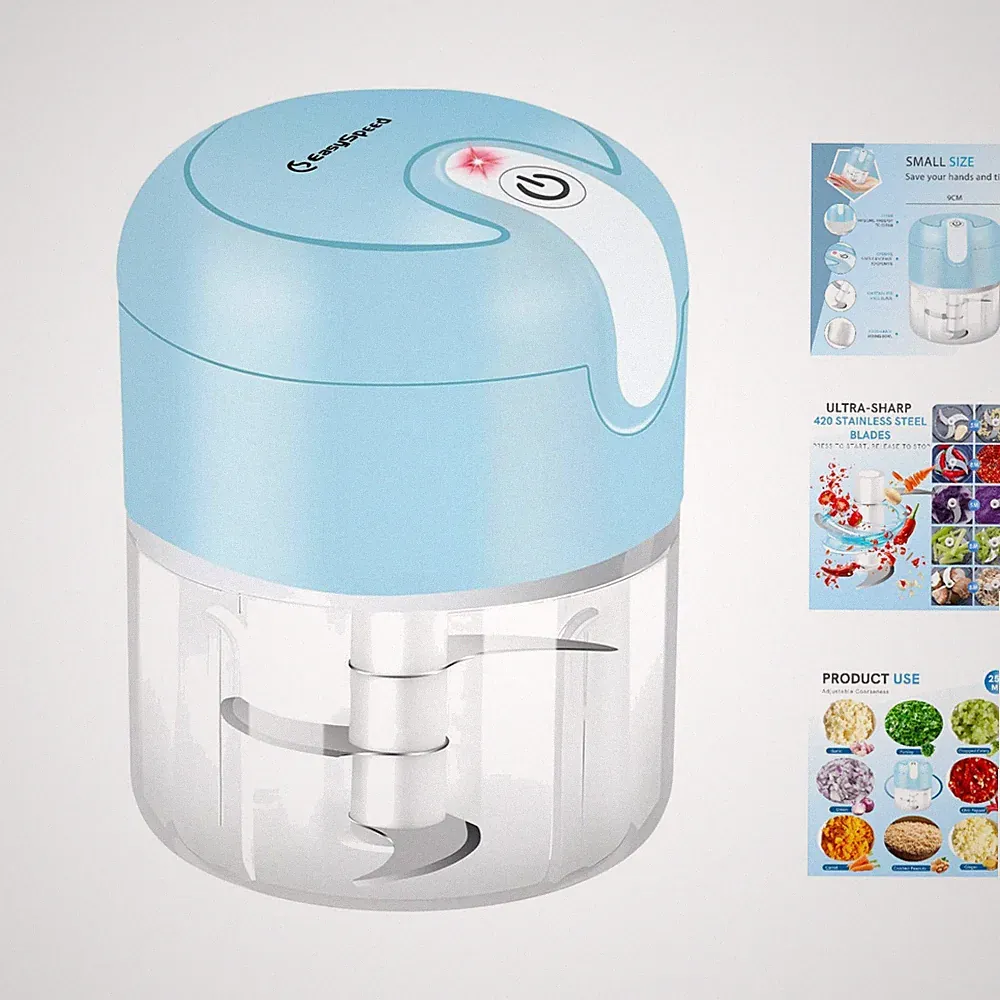 Compact Mini Food Processor with 304 Stainless Steel Blades - Easy to Clean