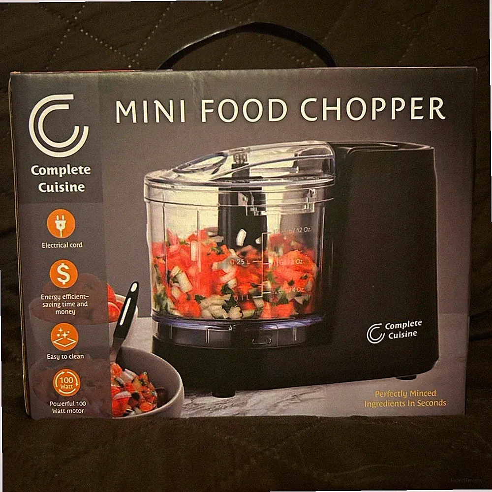 Complete Cuisine Electric Mini Food Chopper 12 oz Black/Clear Bowl Lid Motor