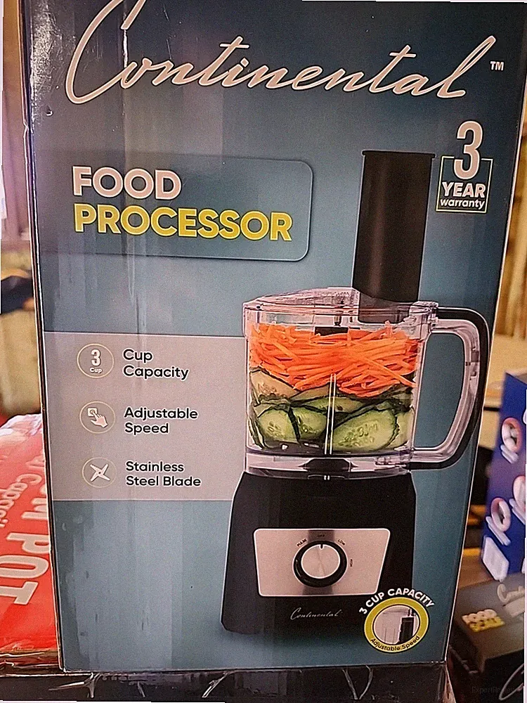 Continental 3 Cup Food Processor With Stainless Blades.