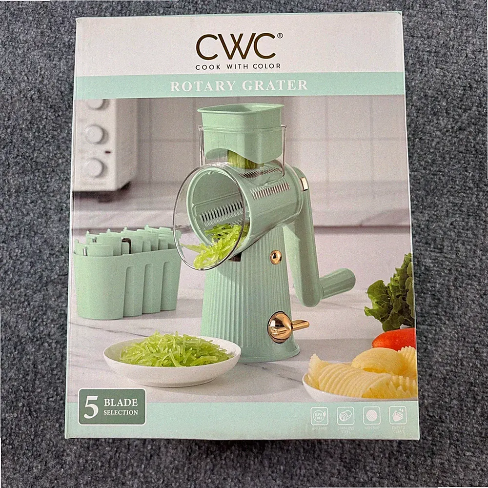 Cook With Color Rotary Grater Mint Green 5 Blade Manual Kitchen Slicer WARG01