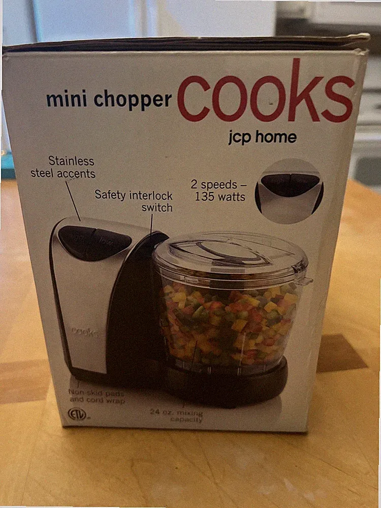 Cooks Mini Chopper Black Compact Food Processor NIB One-Touch Dual Pulse