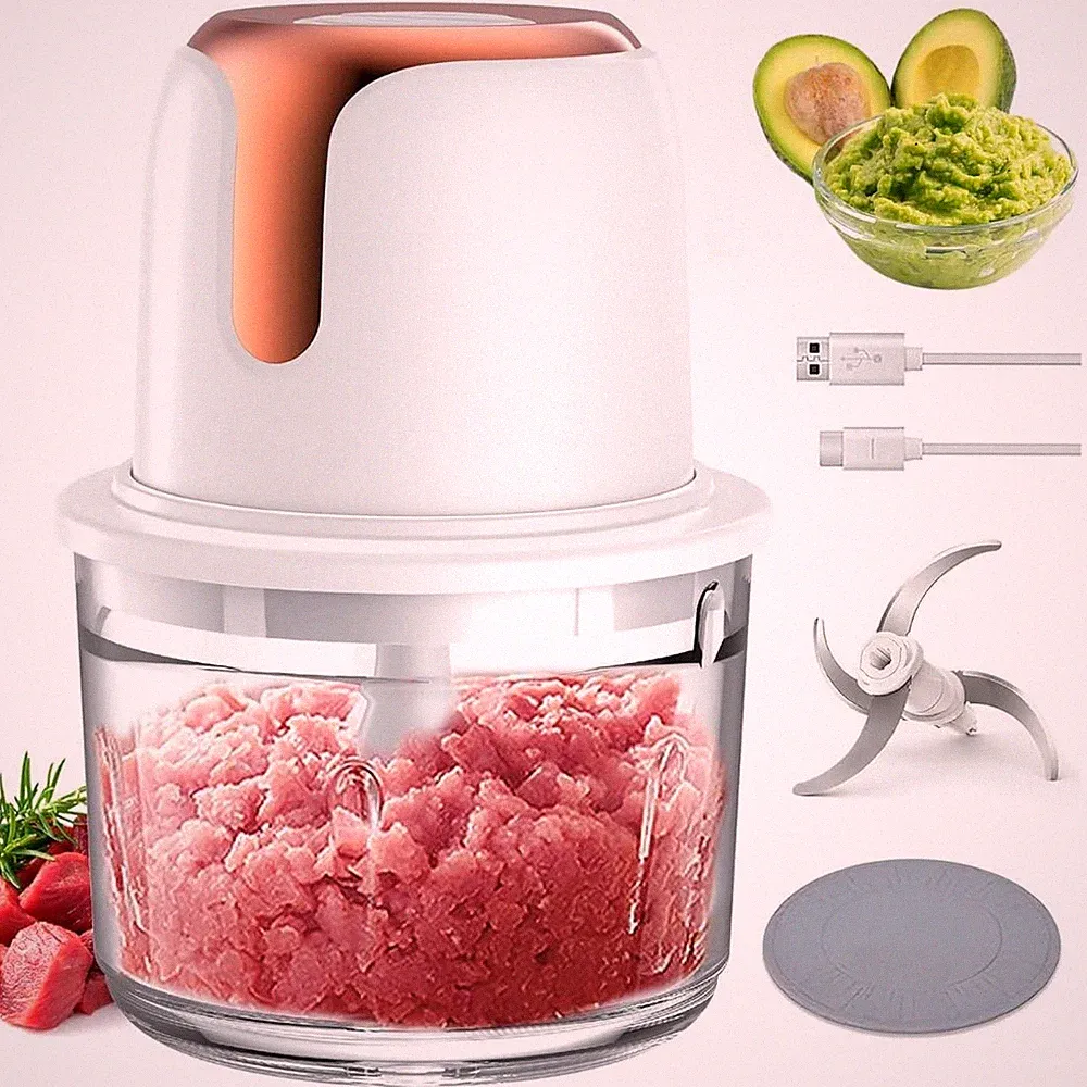 Cordless Food Processor & Meat Grinder, 5-Cup Electric Chopper, USB-C Recharg...