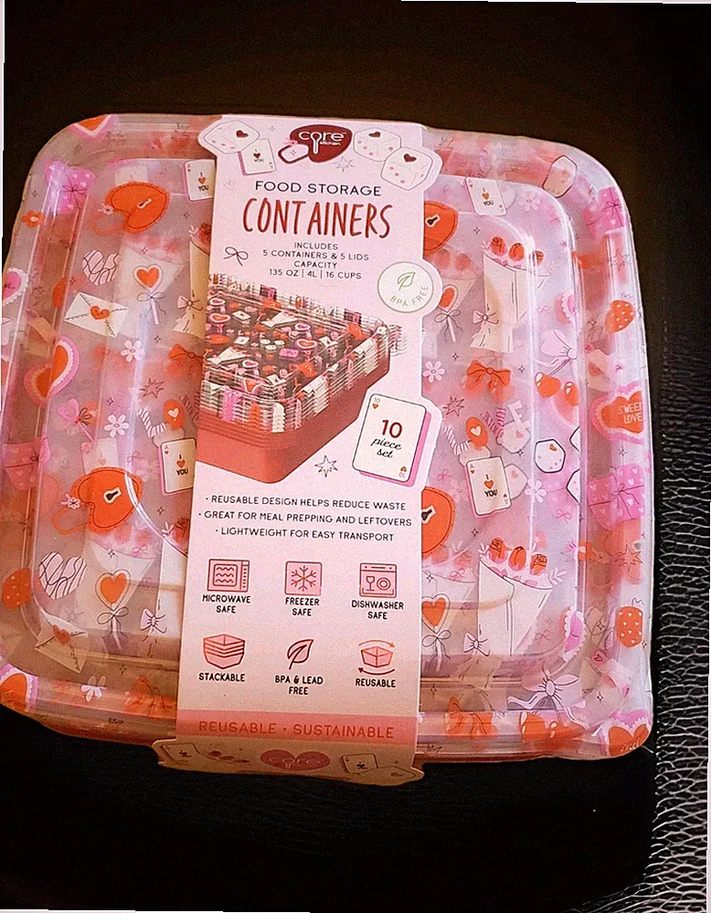 Core Kitchen Meal Prep Food Storage Containers 135oz With Lids Pink 10pc Set New