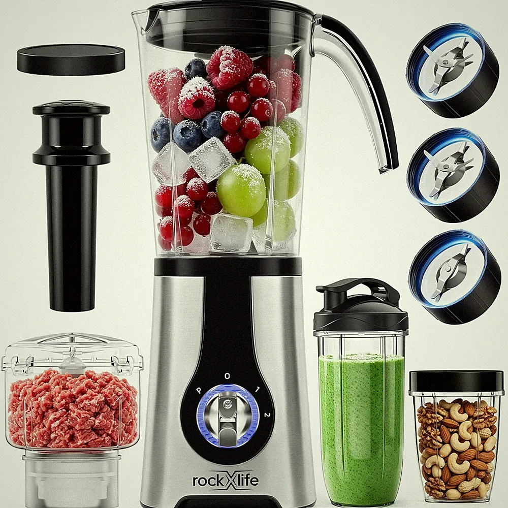 Countertop Blender Food Processor Combo, 4-in-1 Smoothie Maker & Spice Grinde...