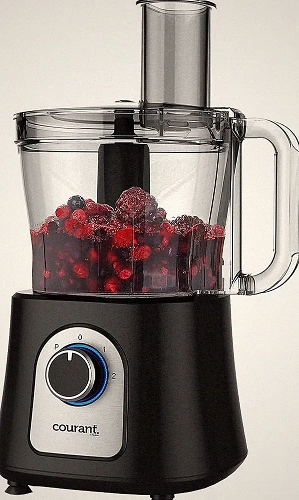 Courant Food Processor Large 12-Cup bowl 800W motor, stainless steel blade-Black