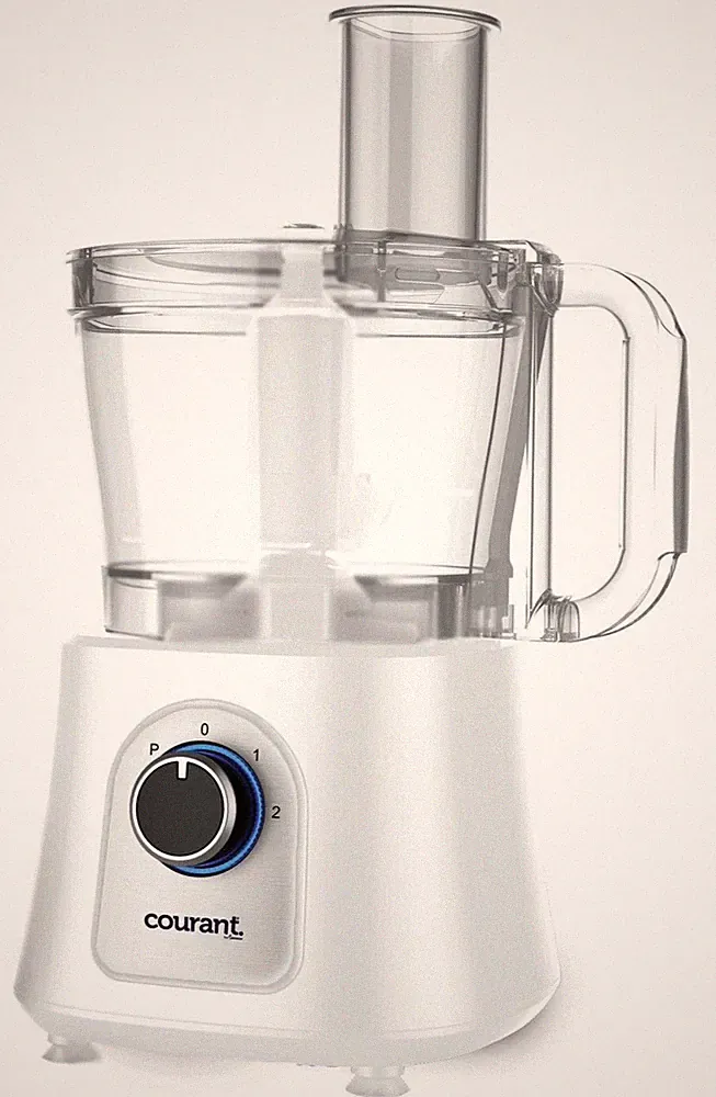 Courant Food Processor Large 12-Cup bowl 800W motor, stainless steel blade-White