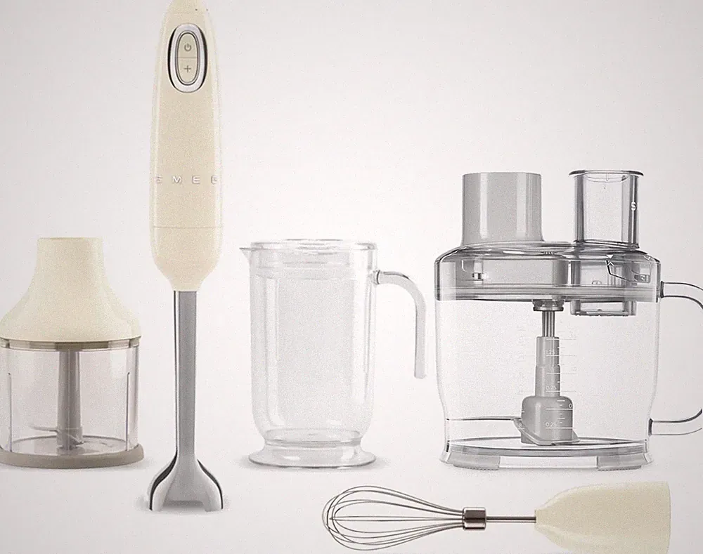 Cream Retro 5-in-1 Hand Blender & Food Processor Bundle - 350W
