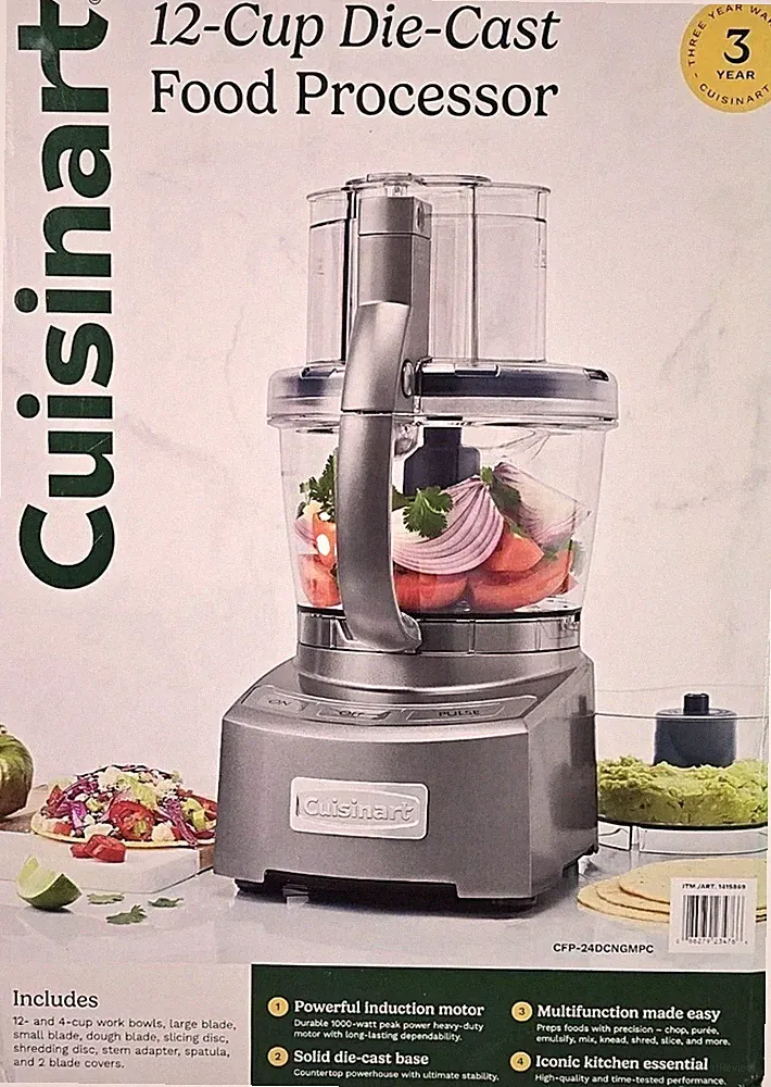 CUISINART 12-CUP DIE-CAST FOOD PROCESSOR CFP-24DCNGMPC - NEW - MSRP $199.99