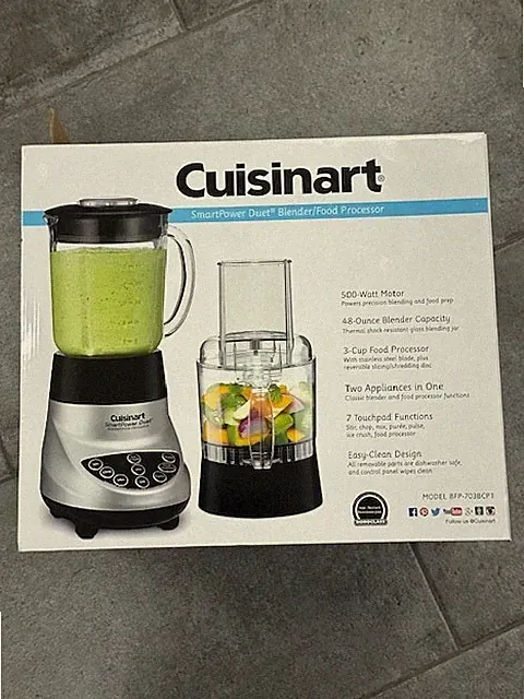 Cuisinart BFP-703BC Smart Power Duet Blender/Food Processor, Brushed Chrome NEW