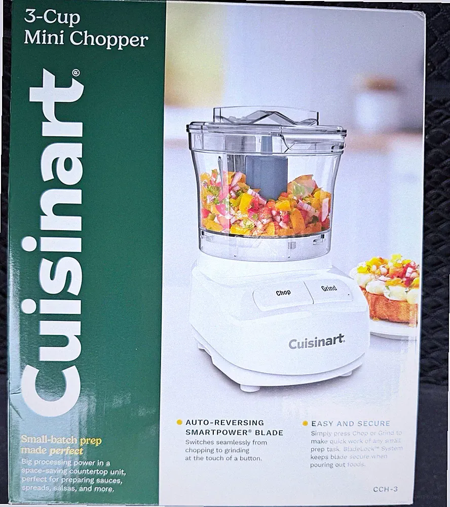 Cuisinart CCH-3 3-Cup Electric Mini Food Processor White/Clear w/ Bowl