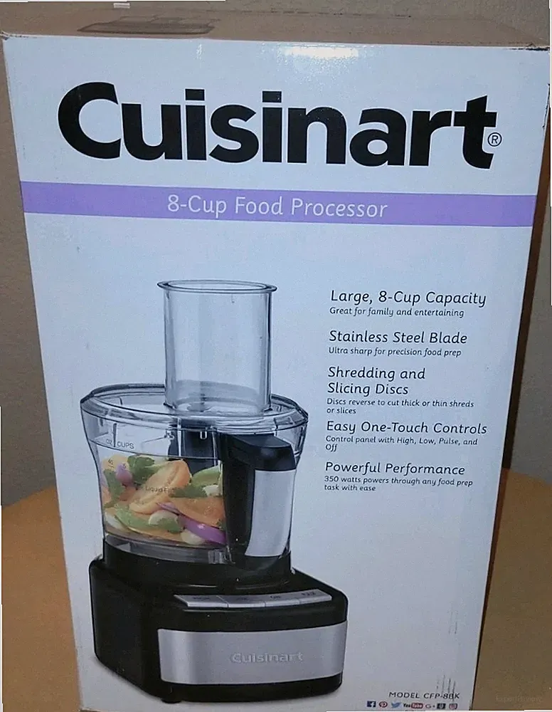 Cuisinart CFP-8BK 8-Cup Food Processor Stainless/Black 120V 350W New In Box