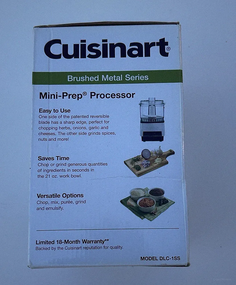 Cuisinart DLC-1SS Mini Food Processor 21oz 250W 2-Speed Reversible Blade