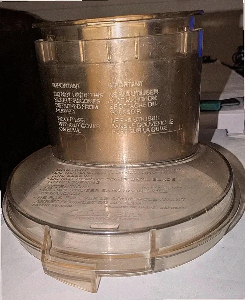 Cuisinart DLC-7 Pro Food Processor Lid Chute & Pusher DLC-017 DLC-018 Amber