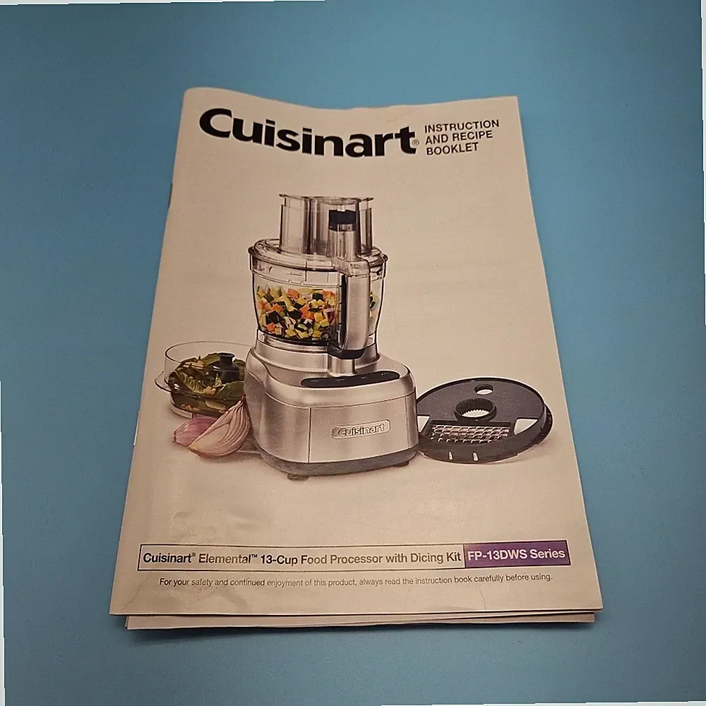 Cuisinart Elemental 13-Cup Food Processor FP-13DWS Instruction Manual Recipe Bk