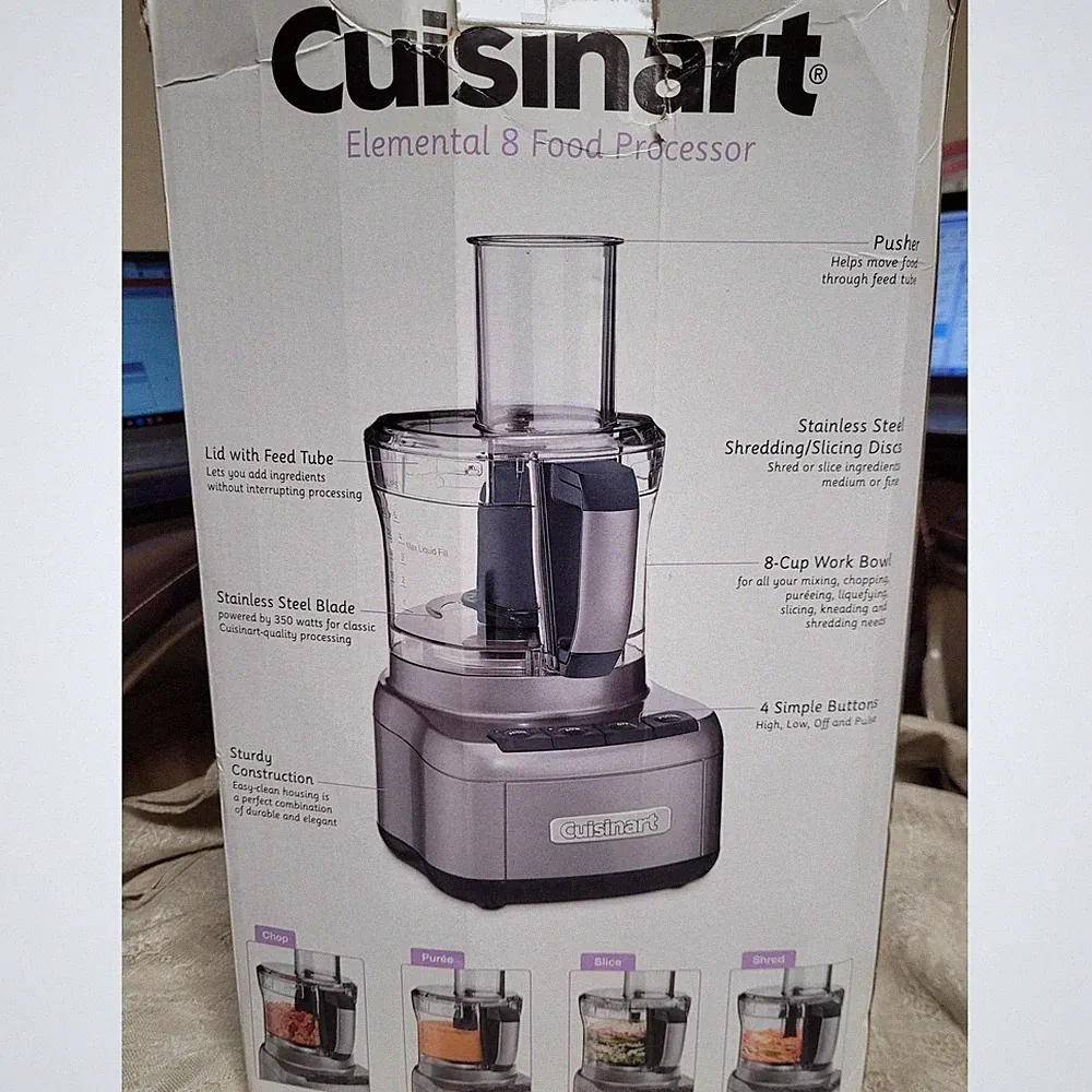 Cuisinart Elemental 8 Cup Food Processor Gunmetal FP-8GM 350WI Motor Open Box