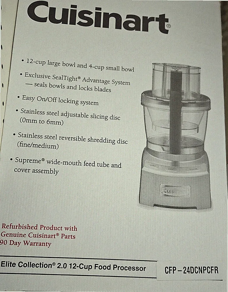 Cuisinart Elite Collection 2.0 12-Cup Food Processor- CFP-24DCNPCFR-NEW-FREESHIP