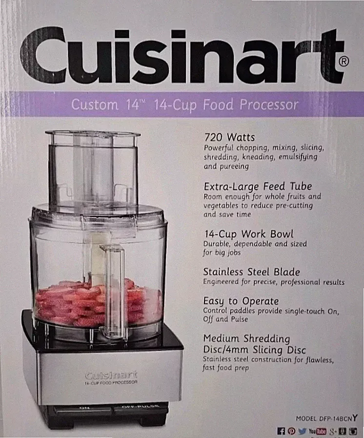 Cuisinart Food Processor 14-Cup for Mincing, Dicing, Stainless Steel, DFP-14BCNY
