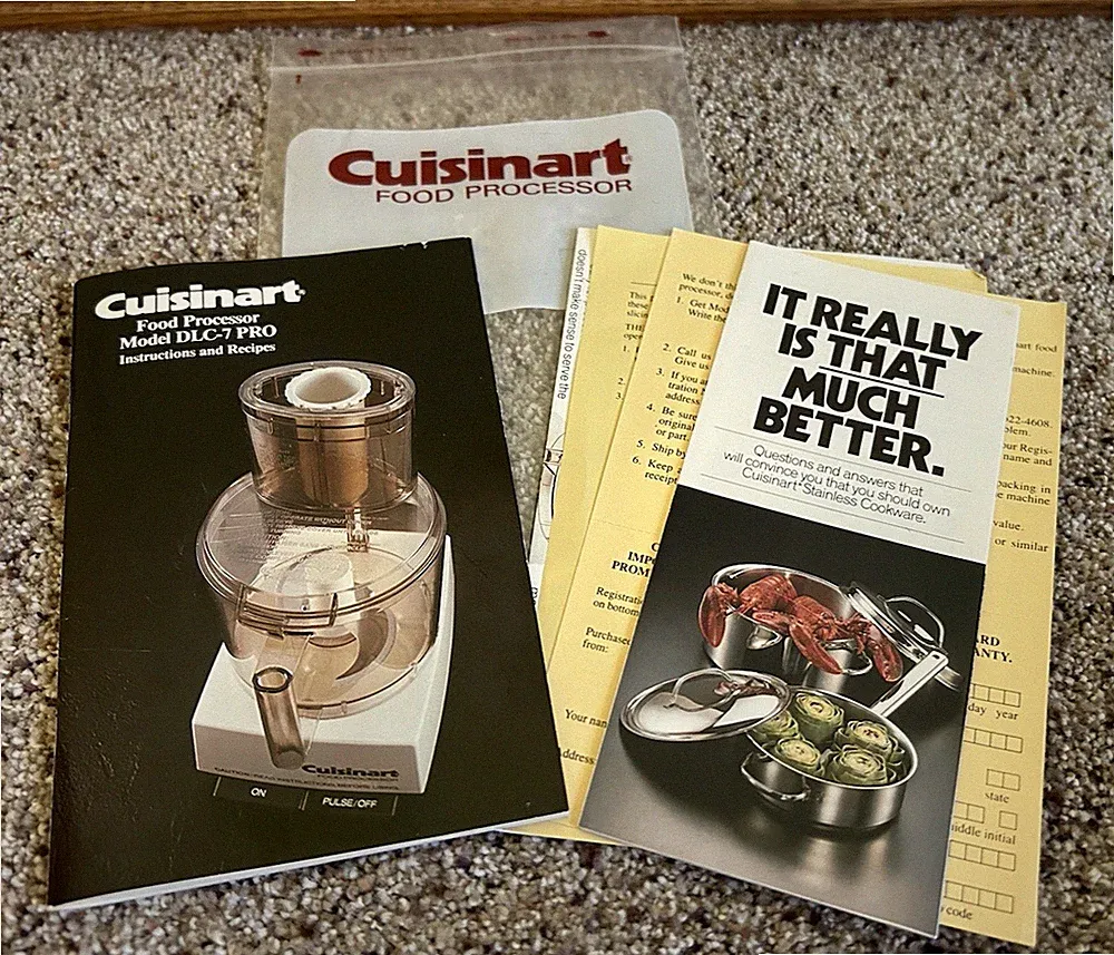 Cuisinart Food Processor DLC-7 Pro 1982 Instruction Manual Recipes Literature