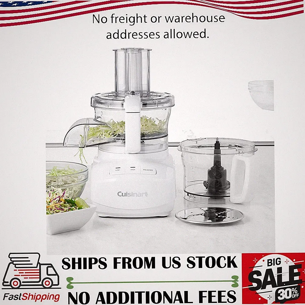 Cuisinart Food Processor with Continuous Feed, 9-cup, White, Small Pusher, New