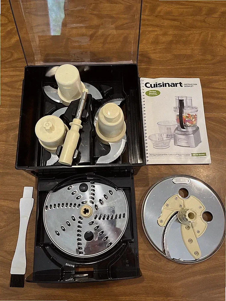 Cuisinart FP-16 Food Processor Blades, Stem, Shredder, Slicer, Storage Box