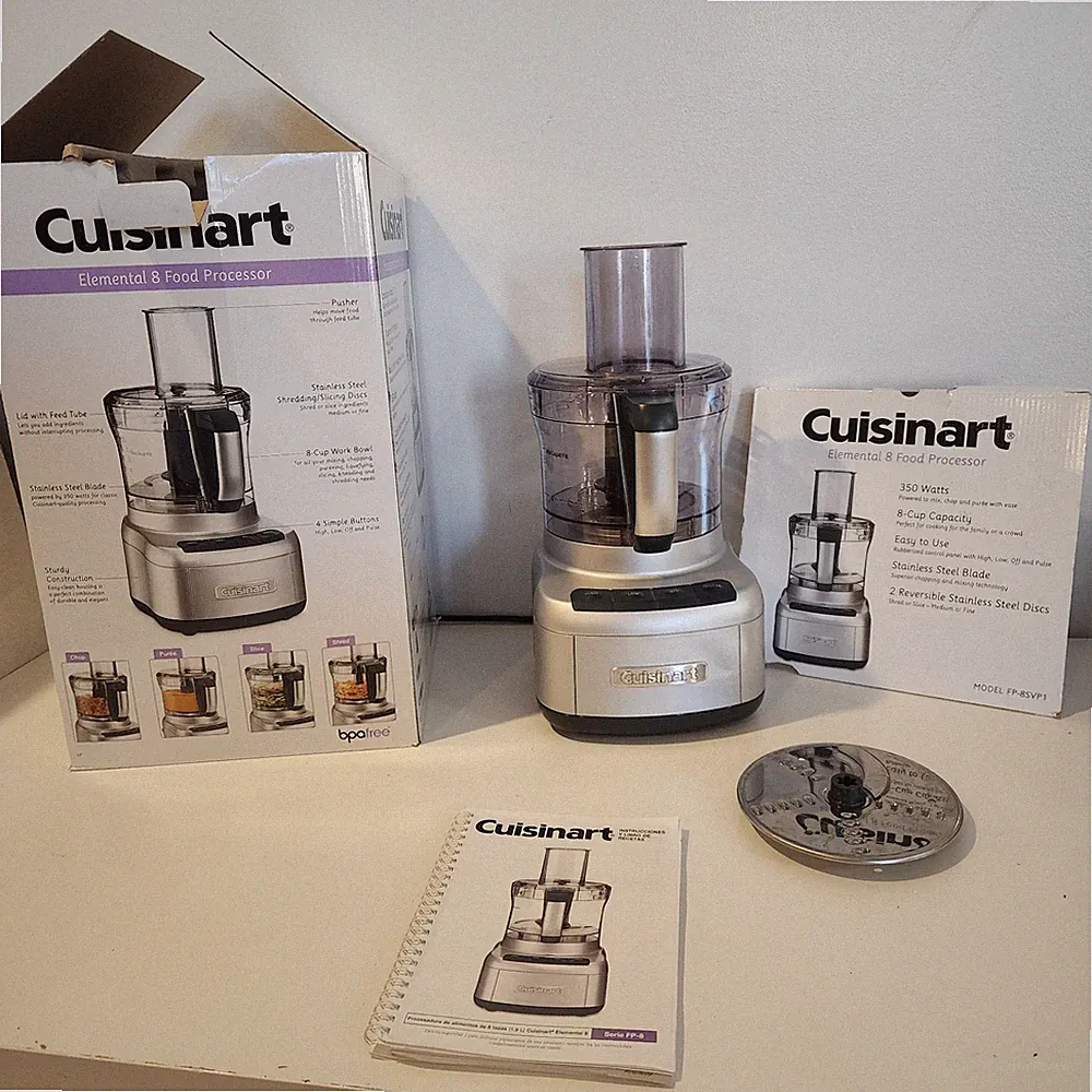 Cuisinart FP-8GMP1 Elemental 8-Cup Food Processor Gunmetal Tested Working