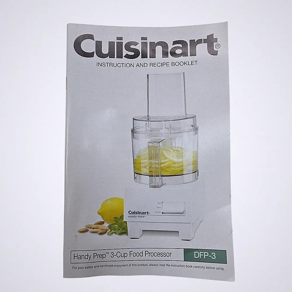 Cuisinart Handy Prep 3-Cup Food Processor DFP-3 Instruction and Recipe Booklet