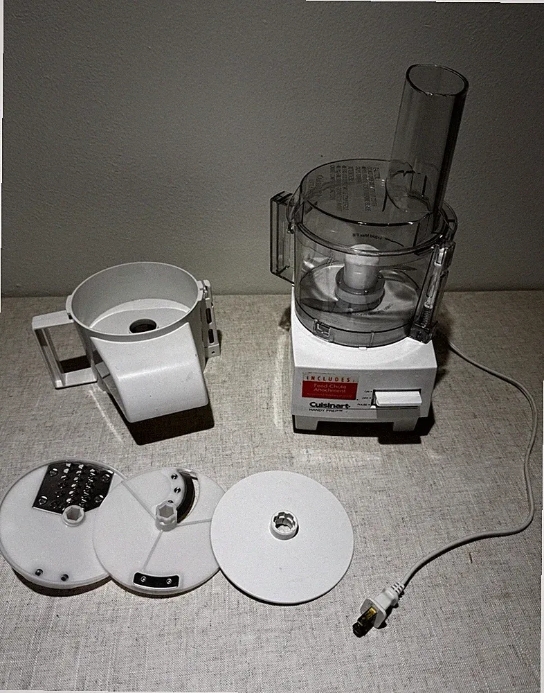 Cuisinart Handy Prep Full-Size Food Processor White w/ Feed Tube, Bowl & Blades