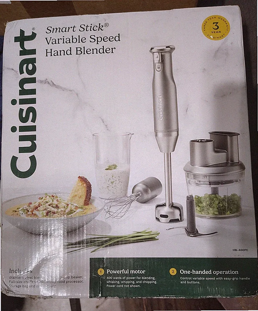 Cuisinart HB-400PC Smart Stick Variable Speed Hand Blender 400W Set - Brand New