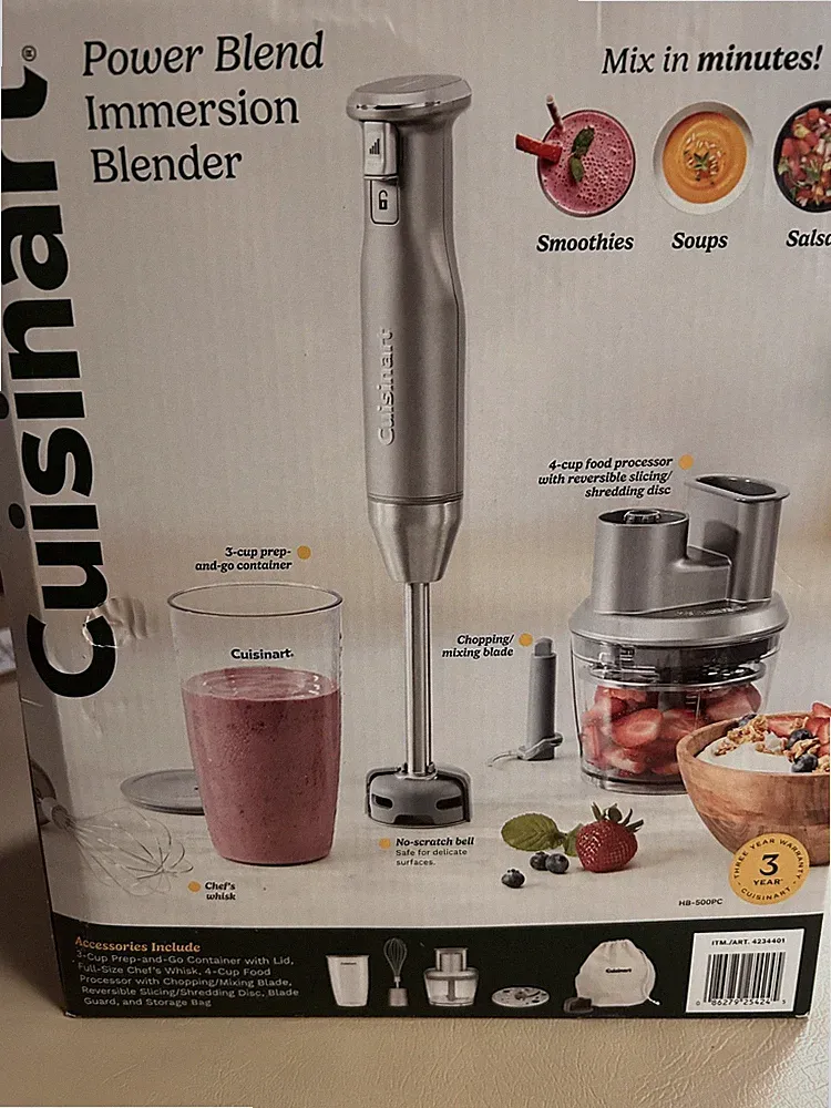 Cuisinart HB-500PC Power Blend Immersion Hand Blender Bundle Open Box