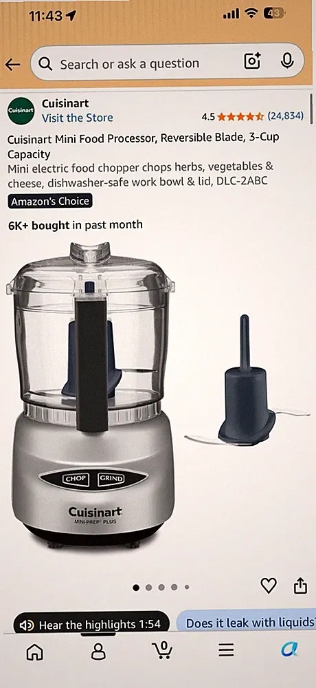 Cuisinart Mini Food Processor, Reversible Blade, 3-Cup Capacity