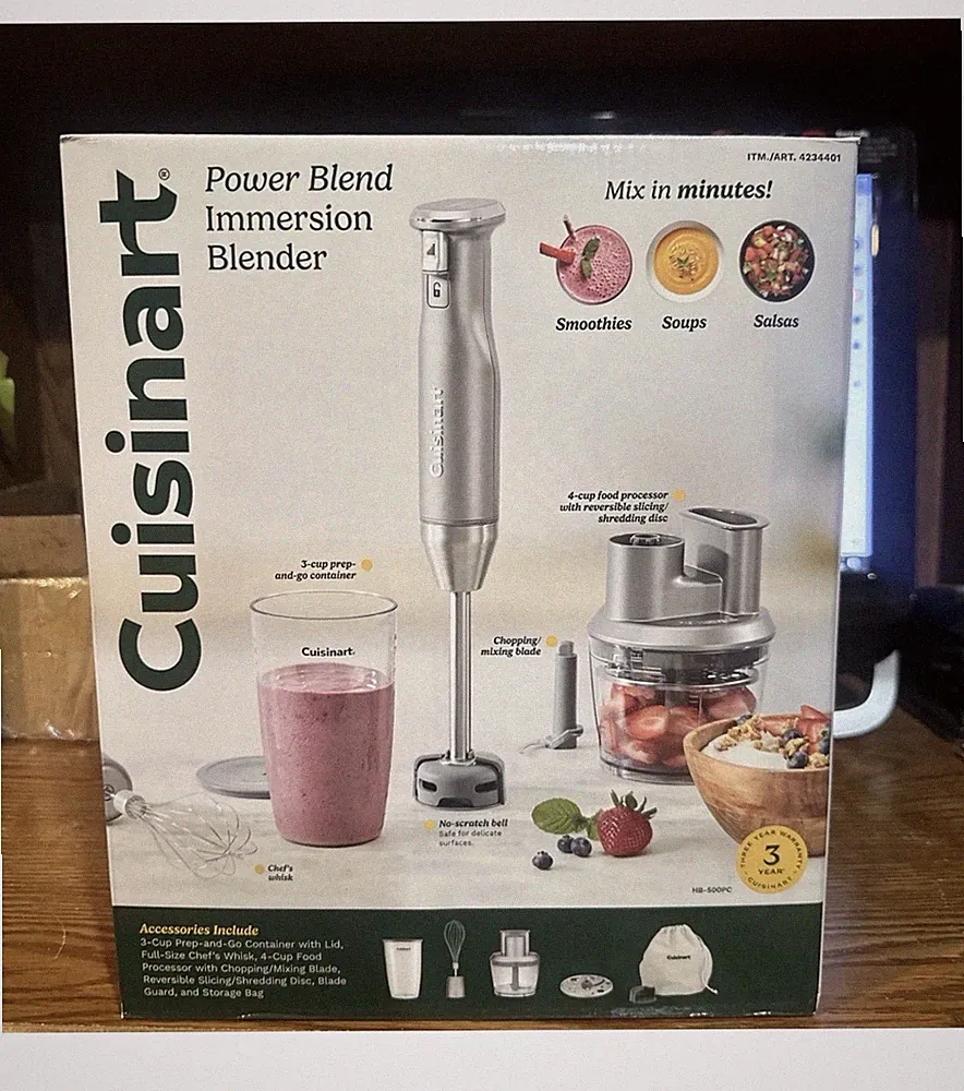 Cuisinart Power Blend Immersion Blender HB-900PC Silver Set, Food Processor