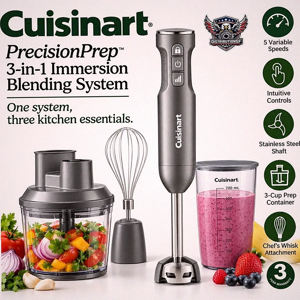 Cuisinart PrecisionPrep 3-in-1 Immersion Blender Food Processor Whisk 550W