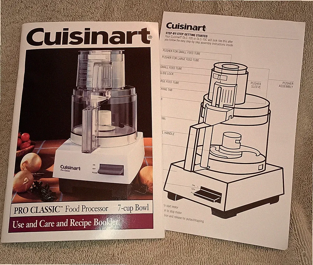 Cuisinart Pro Classic 7-Cup Food Processor Manual Getting Started Guide Recipes