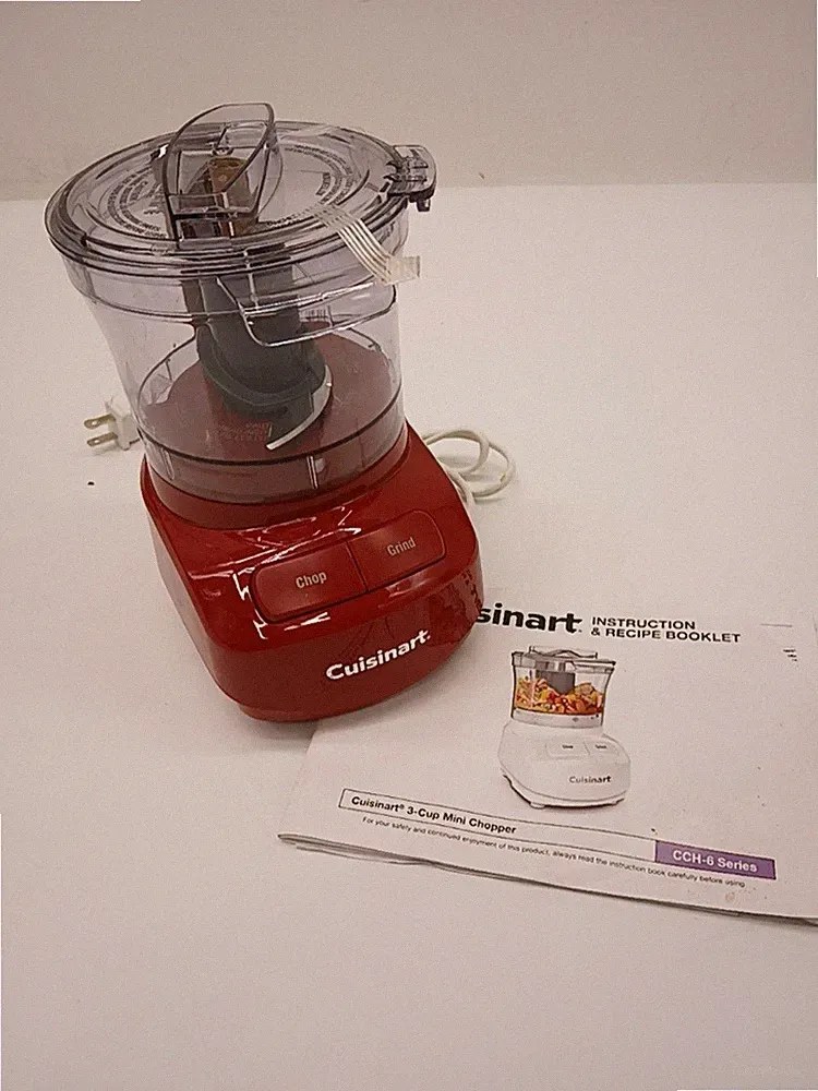 Cuisinart Red 3-Cup Mini Food Processor CCH-6 Series Chopper 2 Speeds Electric