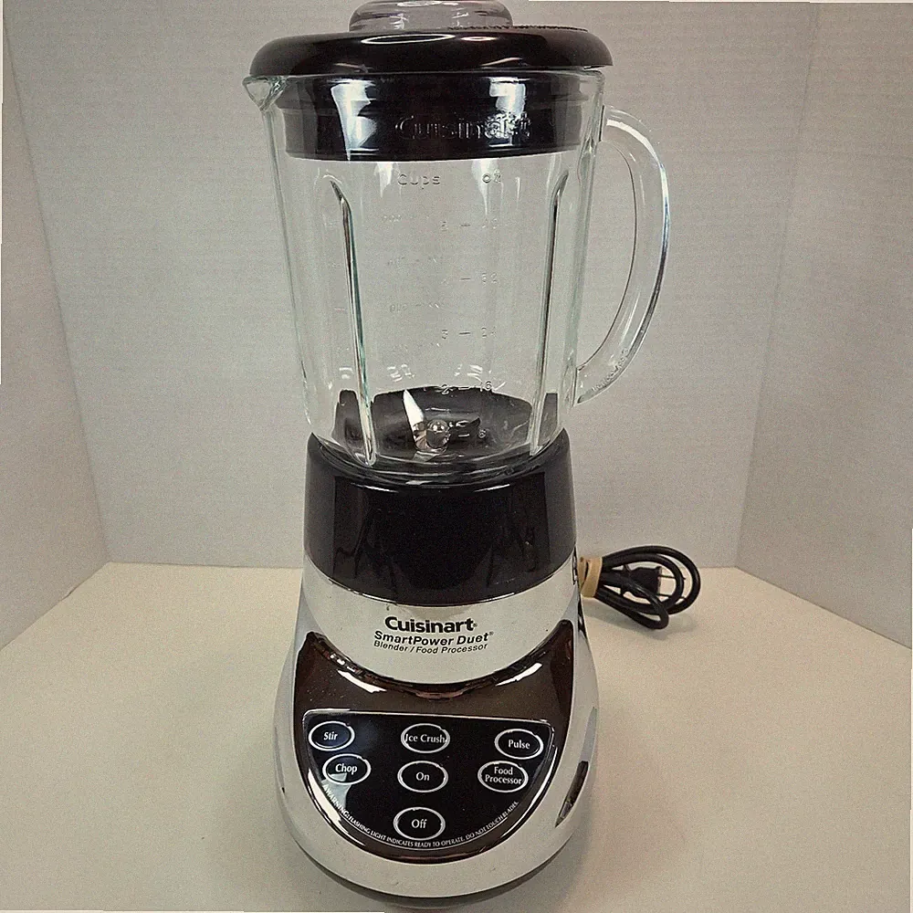 CUISINART Smart Power Duet Blender Food Processor FPB-5CH Chrome Black - Works!