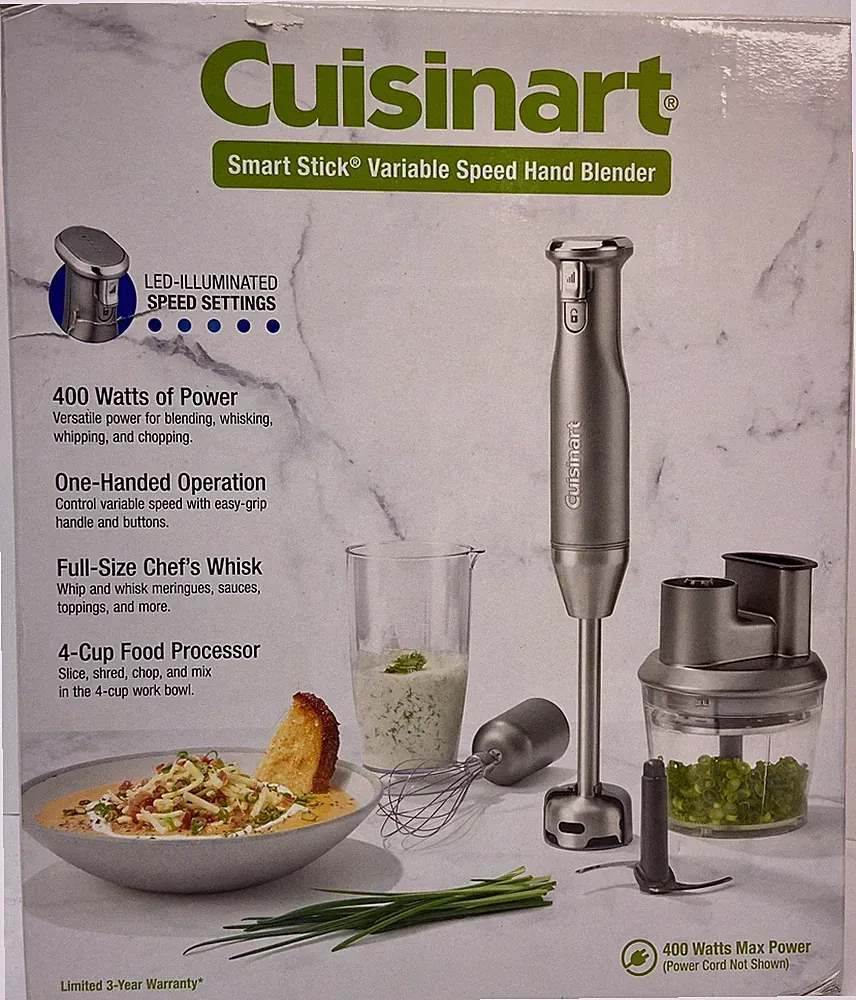 Cuisinart Smart Stick Variable Speed Hand Blender Food Processor HB-400pc Sealed