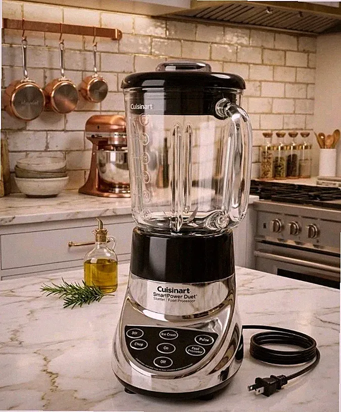 Cuisinart SmartPower Duet 500 Watt Food Processor Blender FPB-5CH With Glass